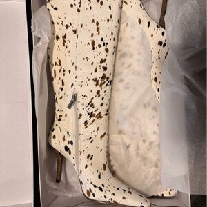 Steve Madden Cow Cream and Brown Heeled Boots